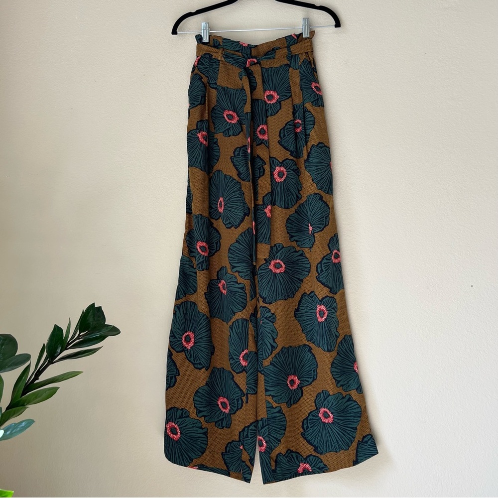 Anthropologie Skies Are Blue Windham Wide-Leg Floral Paper Bag Pants XS
